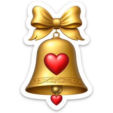 heart on gold Christmas bell sticker