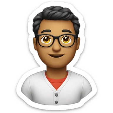 beautiful nerd backend developer with round glasses sticker