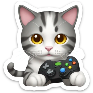 cat with gamepad sticker