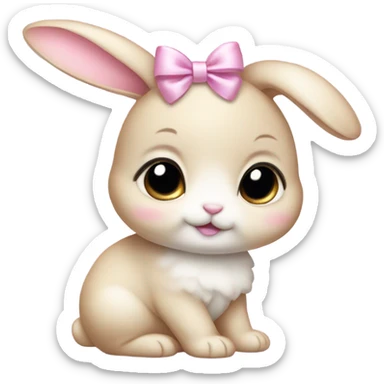 Baby bunny with coquette bow on ear sticker