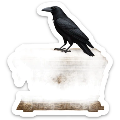 crow sitting on a coffin sticker