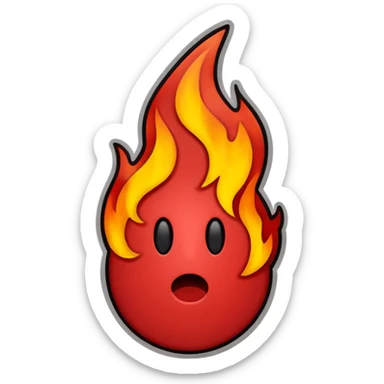 Minimalist emoji-style sticker of a bold exclamation mark surrounded by small flames or cracks. Black and dull red color palette, no outline.
 sticker