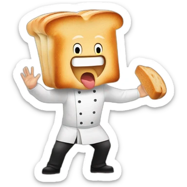 Gordon Ramsay shouting while hole to 1 piece of bread in each hand in front of him sticker