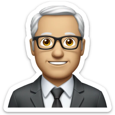 50 year old white male with glasses thinning salt and pepper hair dressed in business casual clothing sticker