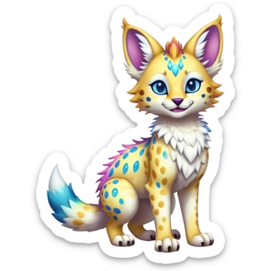 Cute Kawaii Epic Ethereal Sparkly Colorful Sergal-Serval-Vernid full body sticker
