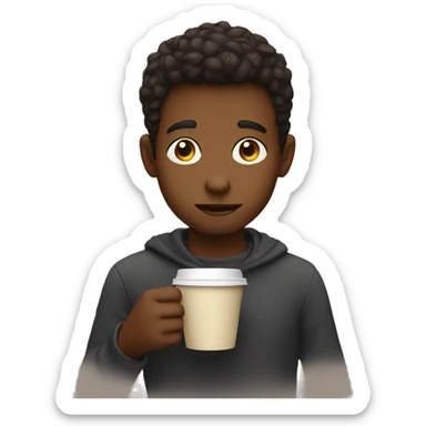 thoughtful boy with coffee  sticker
