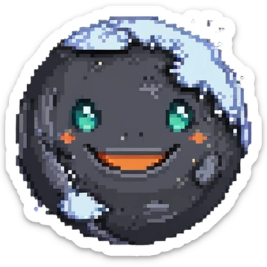 smoky volcanic planet with wispy clouds and a cute smiling face sticker