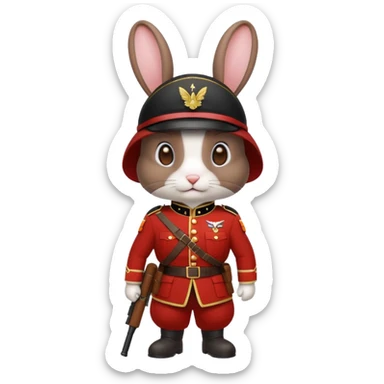 dark brown rabbit with soldier costume sticker