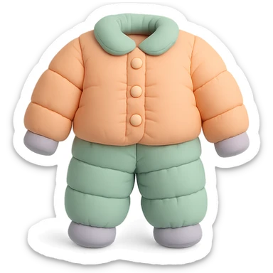 cushion style pajamas set with buttons and collar, cozy and rounded shapes, pastel palette sticker