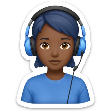 black girl streamer with blue gaming head set sticker