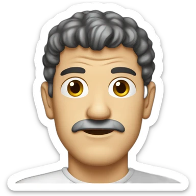 thin face antonio banderas cartoon wearing shirt sticker