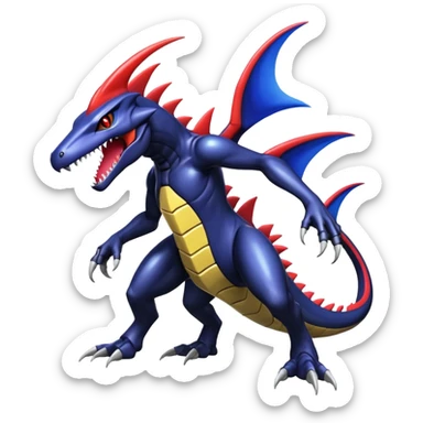 Shiny Exotic Colorful epic Salandit-Garchomp-Genesect-Miraidon-Koraidon-Fakémon-Digimon-hybrid-creature (full body)  sticker
