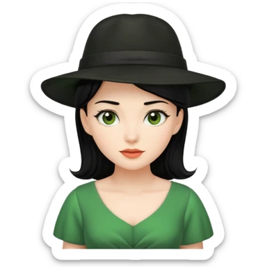 green dress black hair black hat sticker