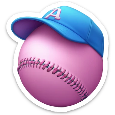 Pink and blue baseball sticker