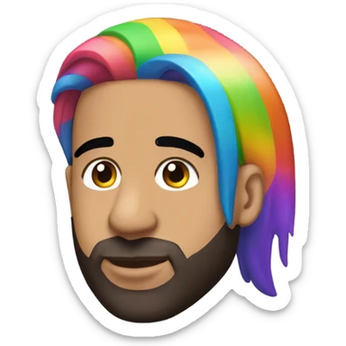 Generate emoji of Drake with rainbow hair sticker