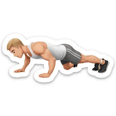 White man doing pushups  sticker