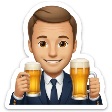 Macron qui boie une biere sticker