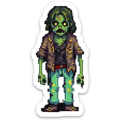 zombie with decaying skin and tattered clothes sticker