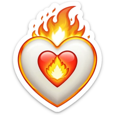 Corazón con líneas blancas y fuego blanco  sticker