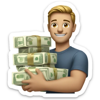 Happy Man with lots of money sticker
