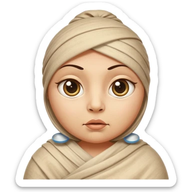 Mummy Cartoon: Chubby, friendly-looking mummy with oversized eyes and loose wrappings
 sticker