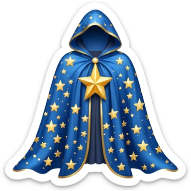 a fantasy  magic, white color with star pattern cloak sticker