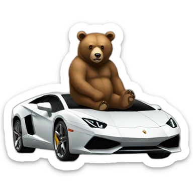  bear leaning on a lambo sticker