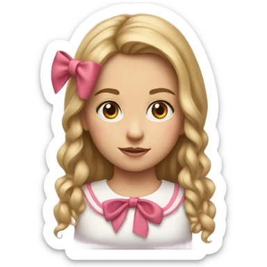 realistic portrait of girl with bow sticker