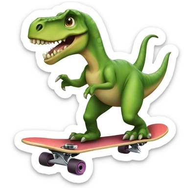 Dinosaur on skateboard  sticker