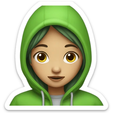 a girl wearing a green hoodie freezing in the cold sticker