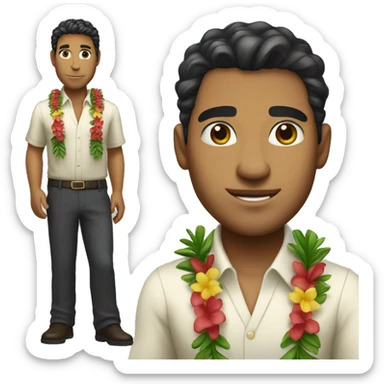 a full portrait of a Hawaiian man with a corporate outfit and no lei. Just a clean outfit. sticker