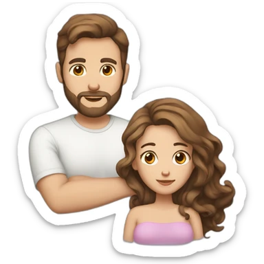 pregnant lady brown hair with guy trimmed beard sticker