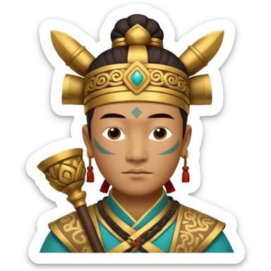 sanxingdui man from Xia, Shang, and Zhou dynasties doing 12 different things sticker