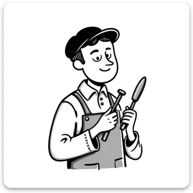 Highly detailed sketch of Victorian era English worker with rugged face, detailed period clothing with fine stitching, realistic proportions, and authentic tools sticker