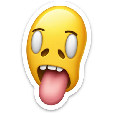 Tongue sticking out emoji with a yellow bone in its mouth sticker