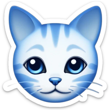 Blue simplistic sketch of a cute cat face sticker