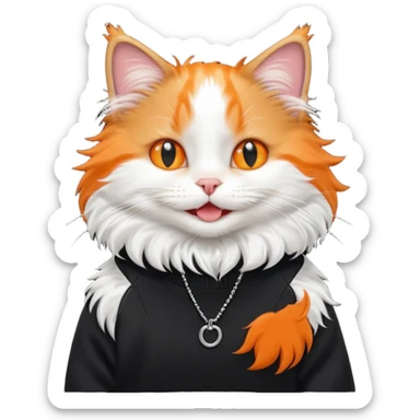 happy cat in a black balenciaga sweater sticker