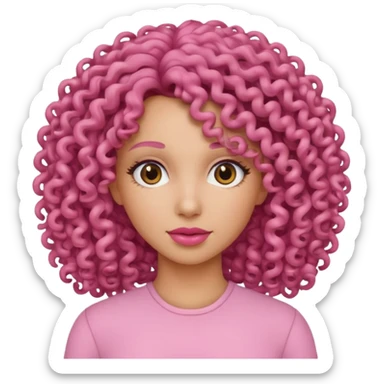 A women curly hair pink sticker