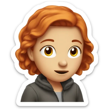 Redhead freezing her butt off in a car dealership sticker