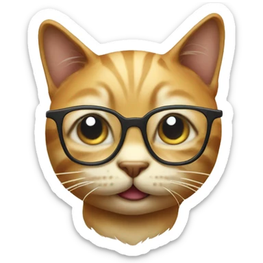funny cat with glasses face, just one sticker