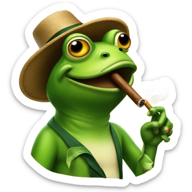A frog smoking a cigar sticker