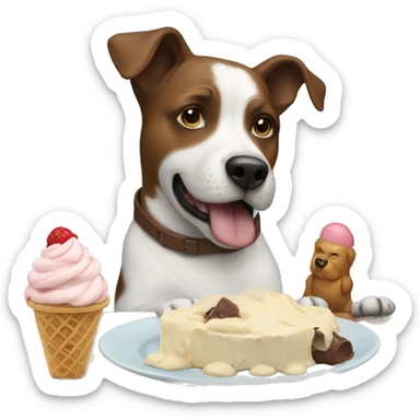 A dog with hamlet while eating ice cream sticker