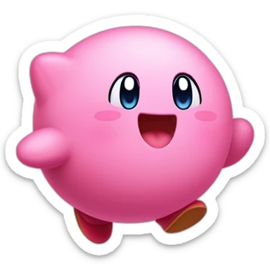 cute happy classic Kirby jumping sticker
