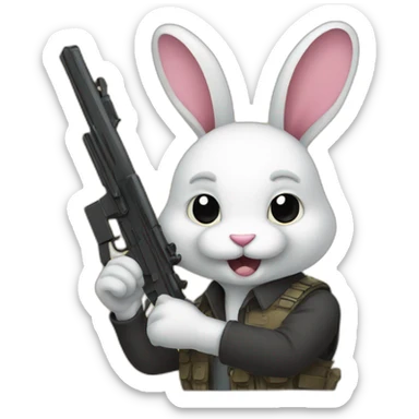 Rabit wearing guns  sticker