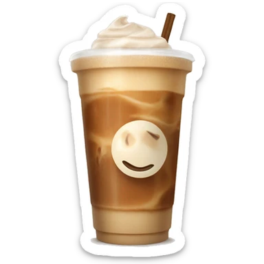 autumn iced latte with foam and ice cubes in a carboard cup sticker