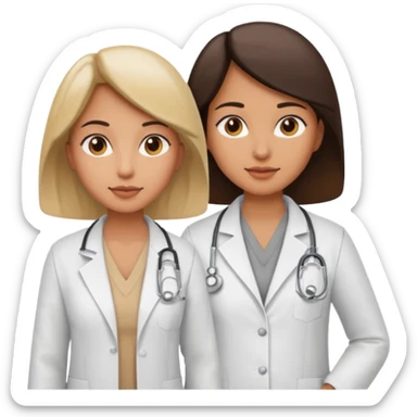 um medico usando jaleco e uma mulher usando colete cinza sticker