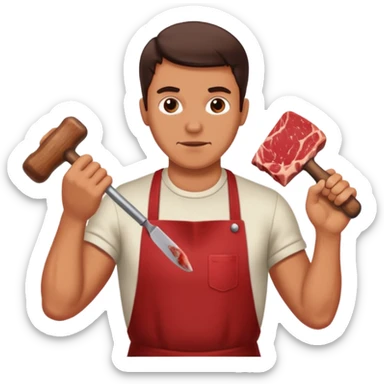 Guy beating meat with hammer sticker