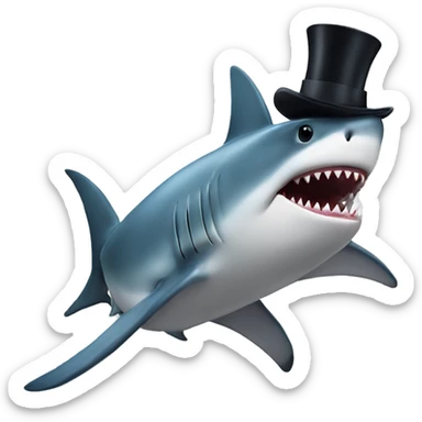 Shark with a top hat sticker