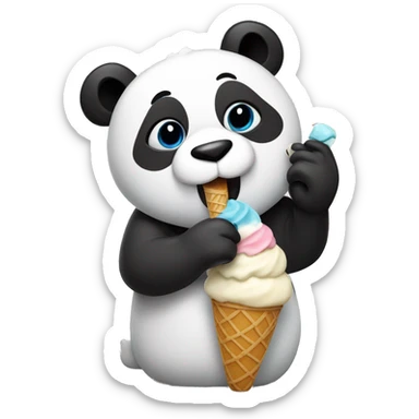 Panda eating ice cream sticker