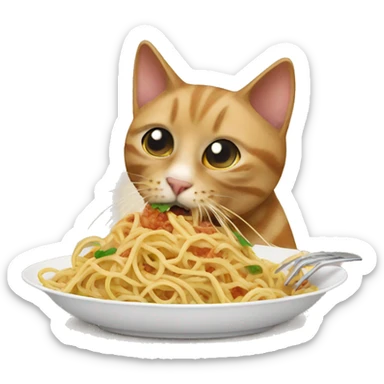 Cat eating spaghetti  sticker